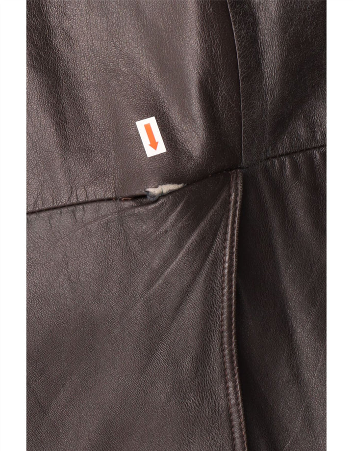 MAX MOSER Męski płaszcz skórzany IT 56 3XL Brązowa skóra