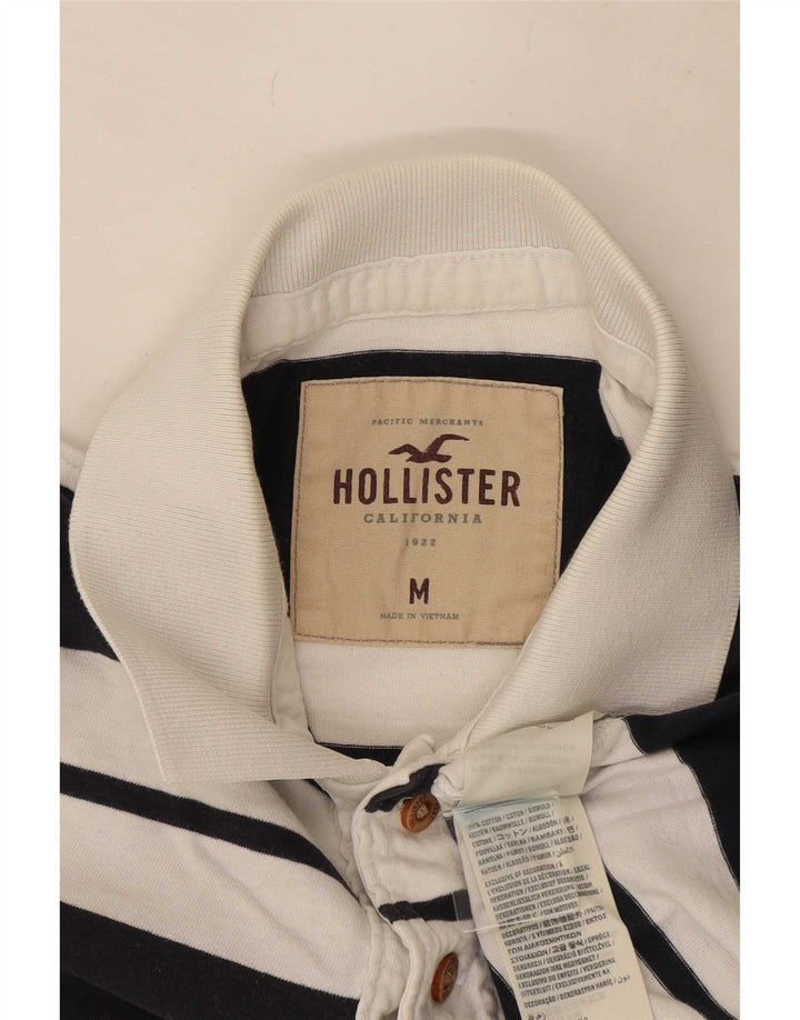Męska koszulka polo Hollister, średnia, granatowa, bawełniana w paski