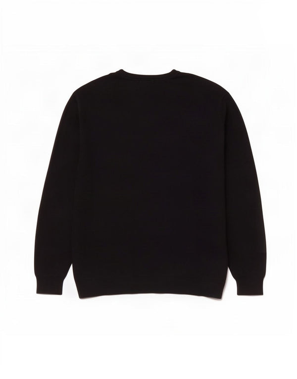 Zara Mens V-Neck Jumper Sweater XL Black Cotton