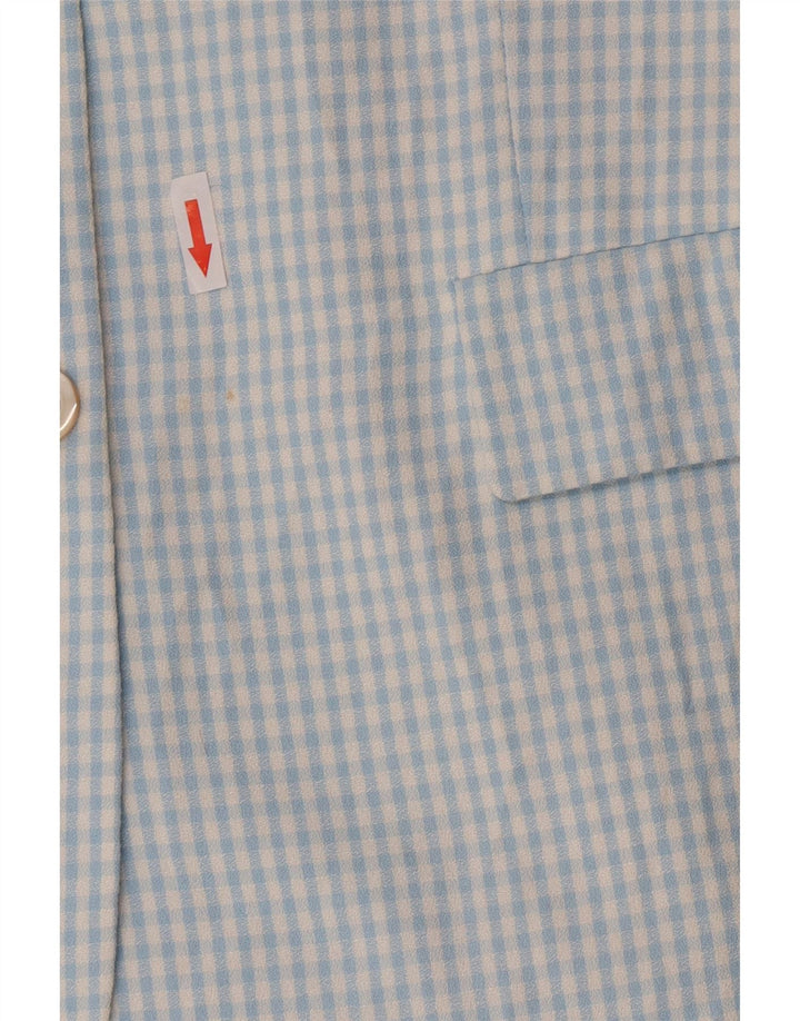 Vintage damski zestaw z 3 guzikami i 2 częściami IT 46, duża niebieska wiskoza w kratkę