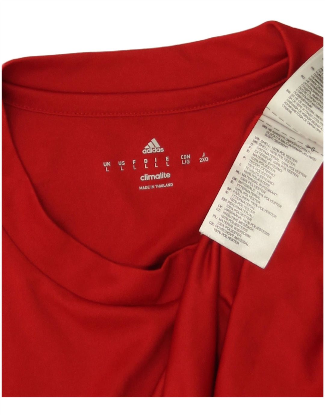 Adidas Męska koszulka Climalite Top, duża, czerwona, poliestrowa
