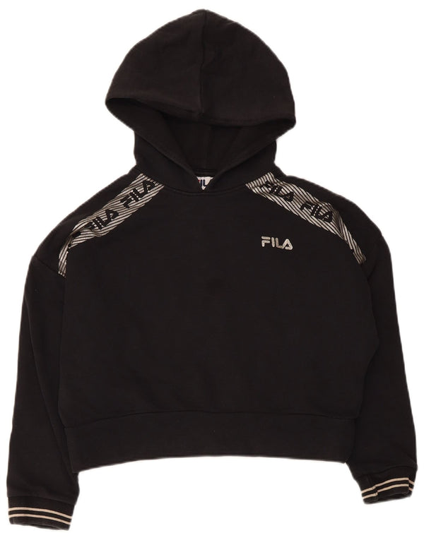 Dziewczęcy sweter z kapturem Fila Crop Graphic 9-10 lat, czarna bawełna