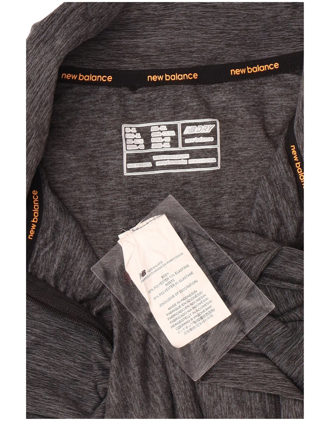 Damski dres z zamkiem błyskawicznym NEW BALANCE UK 18 XL, szary, nakrapiany