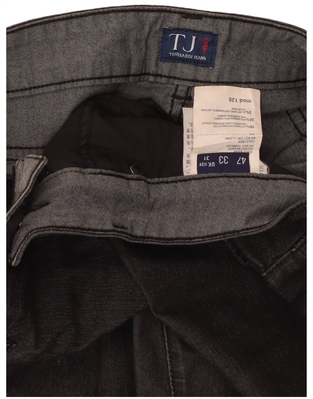 Damskie proste dżinsy Trussardi W31 L26 Czarne bawełniane