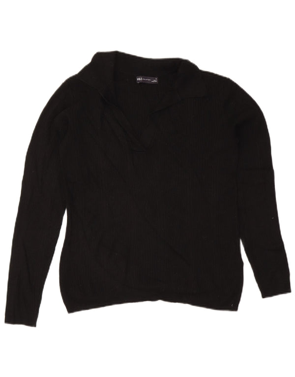 Damski sweter polo Marks & Spencer UK 12, średni czarny wiskoza