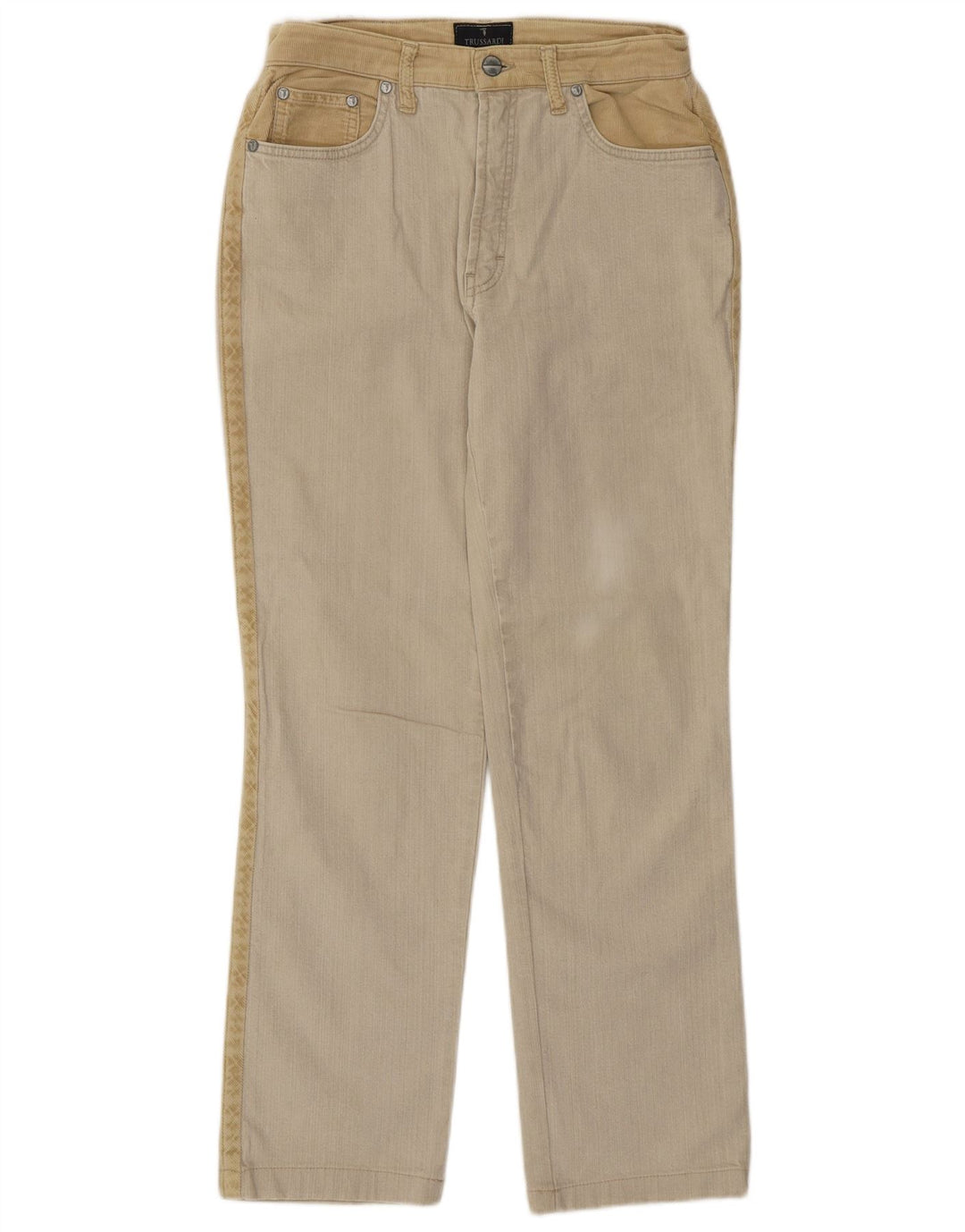 Damskie proste dżinsy Trussardi IT 44 Medium W28 L28 Beżowy blok kolorów