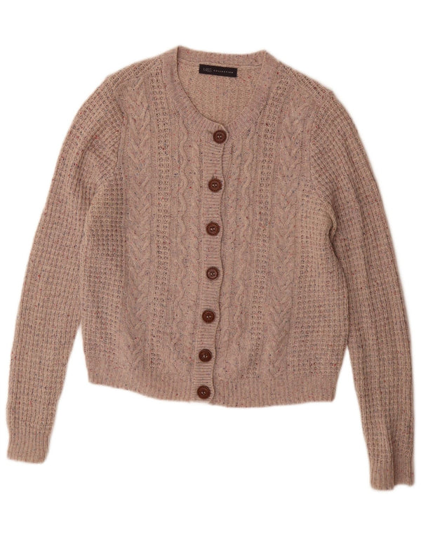Marks & Spencer Damski sweter rozpinany UK 14, duży, szary, wełniany w cętki