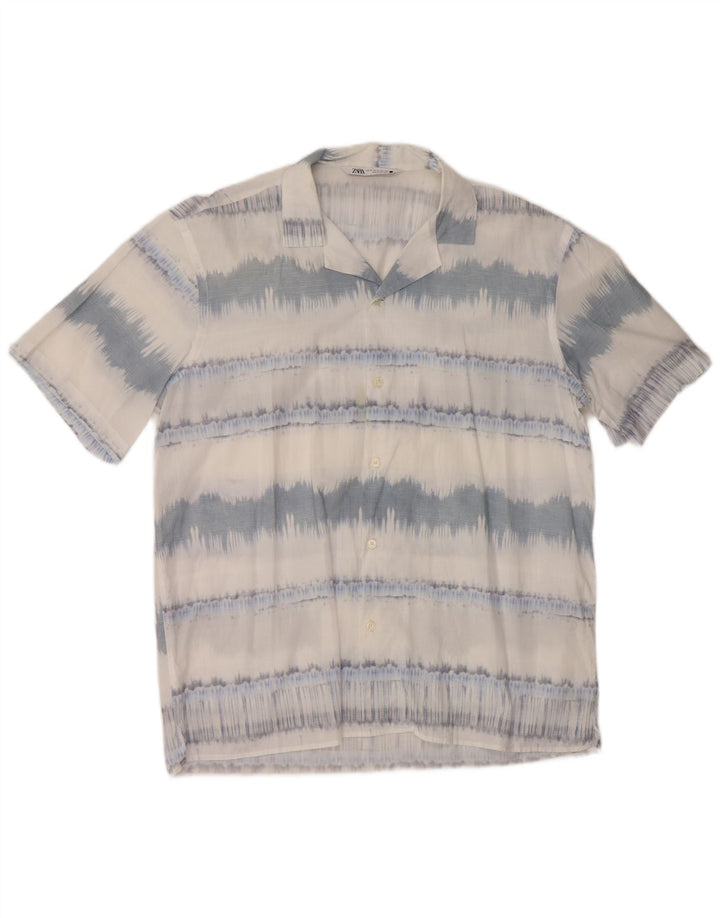 Męska koszula z krótkim rękawem ZARA XL, bawełniana w niebieskie paski