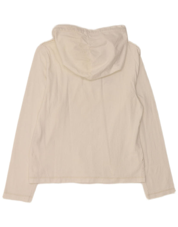 Damski top z kapturem i grafiką REPLAY, z długim rękawem, UK 14, duży, biały, bawełniany