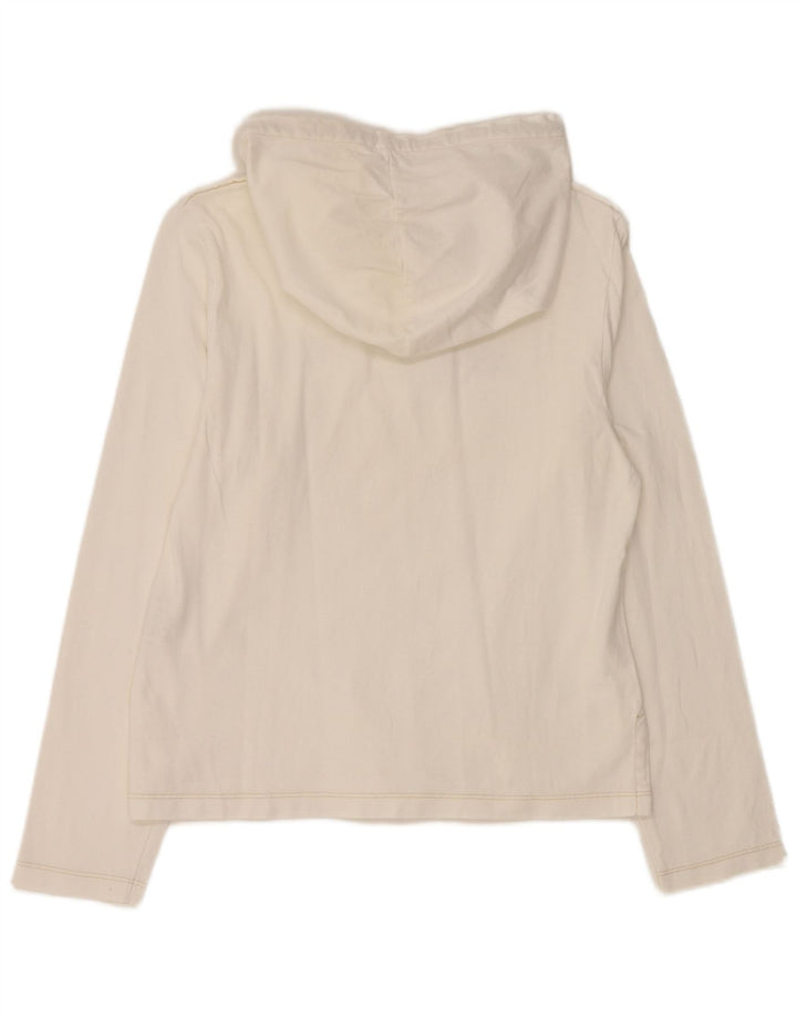 Damski top z kapturem i grafiką REPLAY, z długim rękawem, UK 14, duży, biały, bawełniany