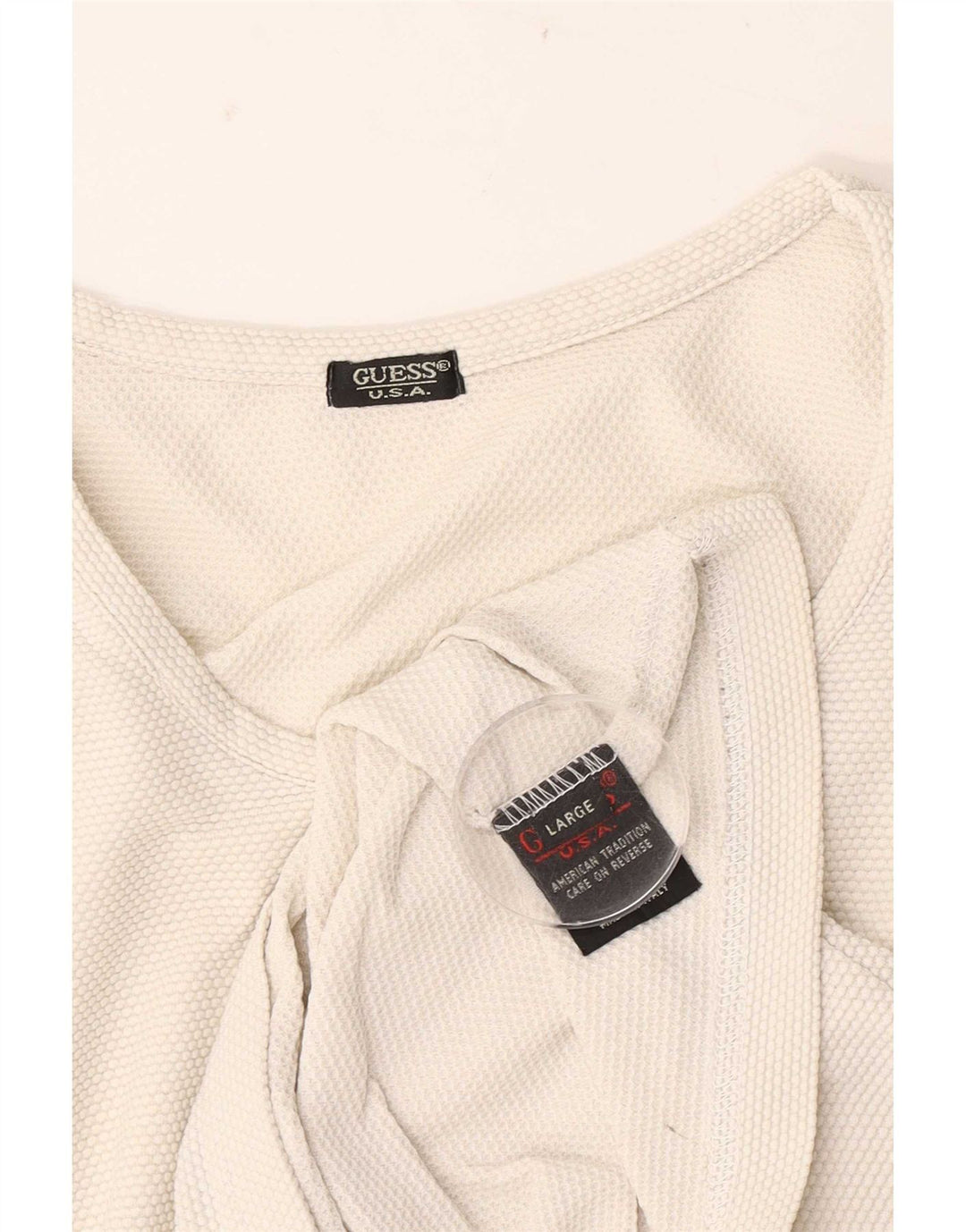Guess Top damski z długim rękawem UK 14, duży, biały