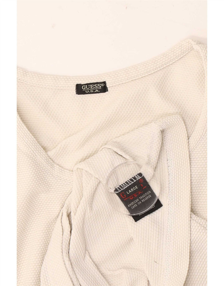 Guess Top damski z długim rękawem UK 14, duży, biały