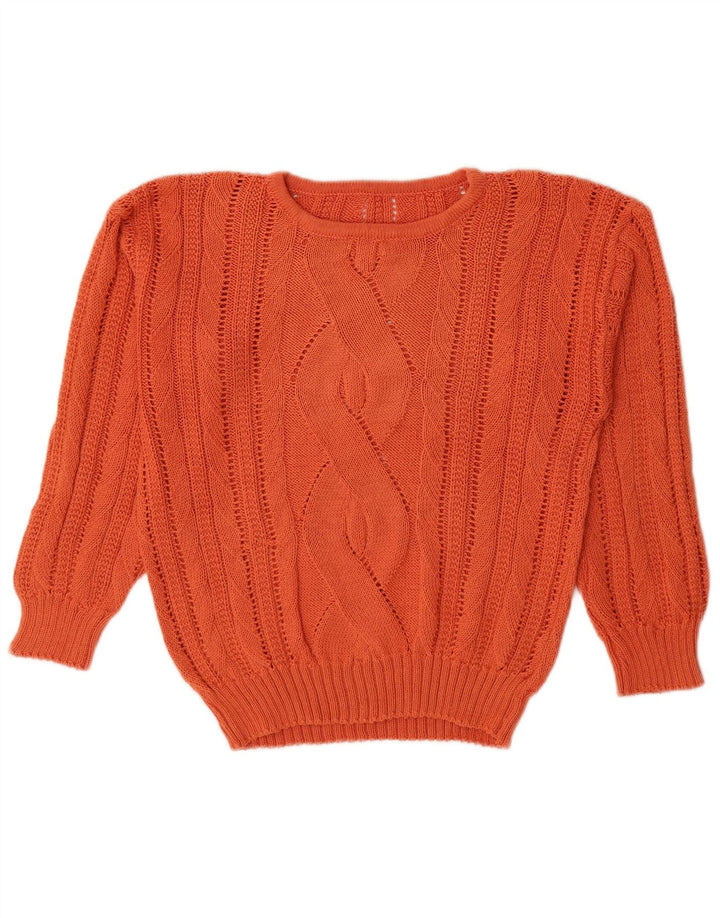 Sweter damski VINTAGE z okrągłym dekoltem UK 14, średni pomarańczowy