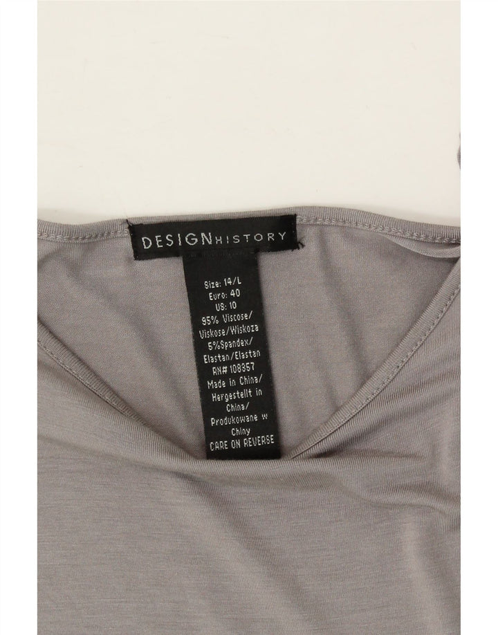 DESIGN HISTORY Womens Sleeveless Basic Dress UK 14 Large Grey Viscose Vintage Design History and Second-Hand Design History from Messina Hembry 