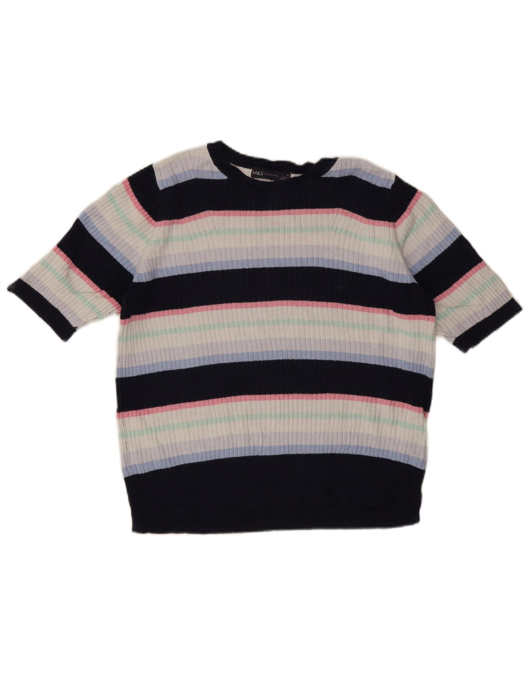 Marks & Spencer T-shirt damski Top UK 16, duże, wielokolorowe paski