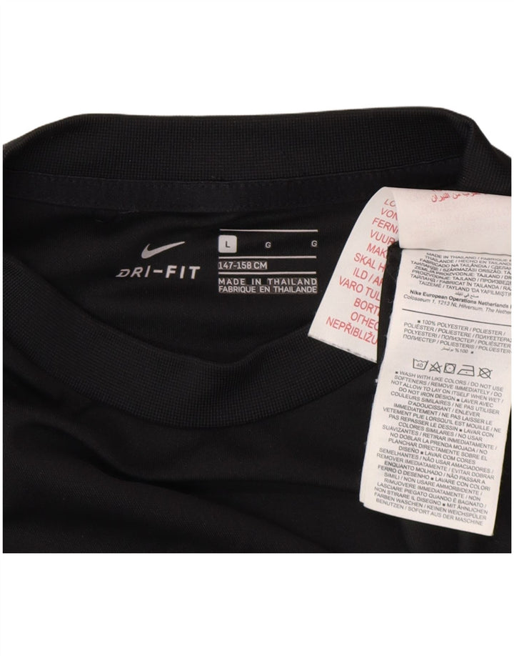 Chłopięcy T-shirt Nike Dri Fit na 12-13 lat, duży, czarny poliester z blokami kolorów