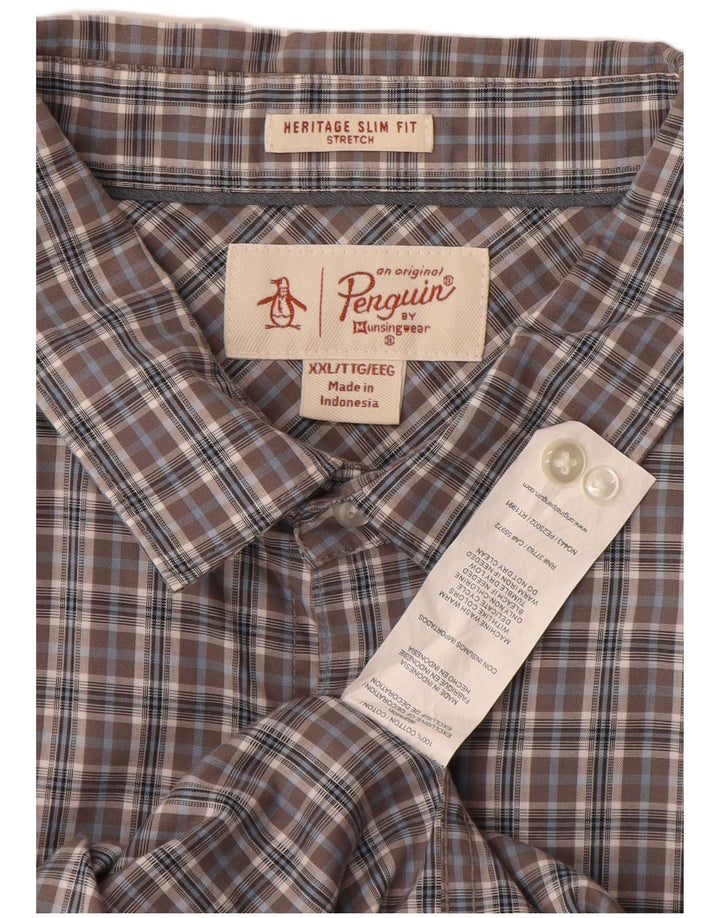 Koszula męska PENGUIN Heritage Slim Fit 2XL, bawełniana, szara krata