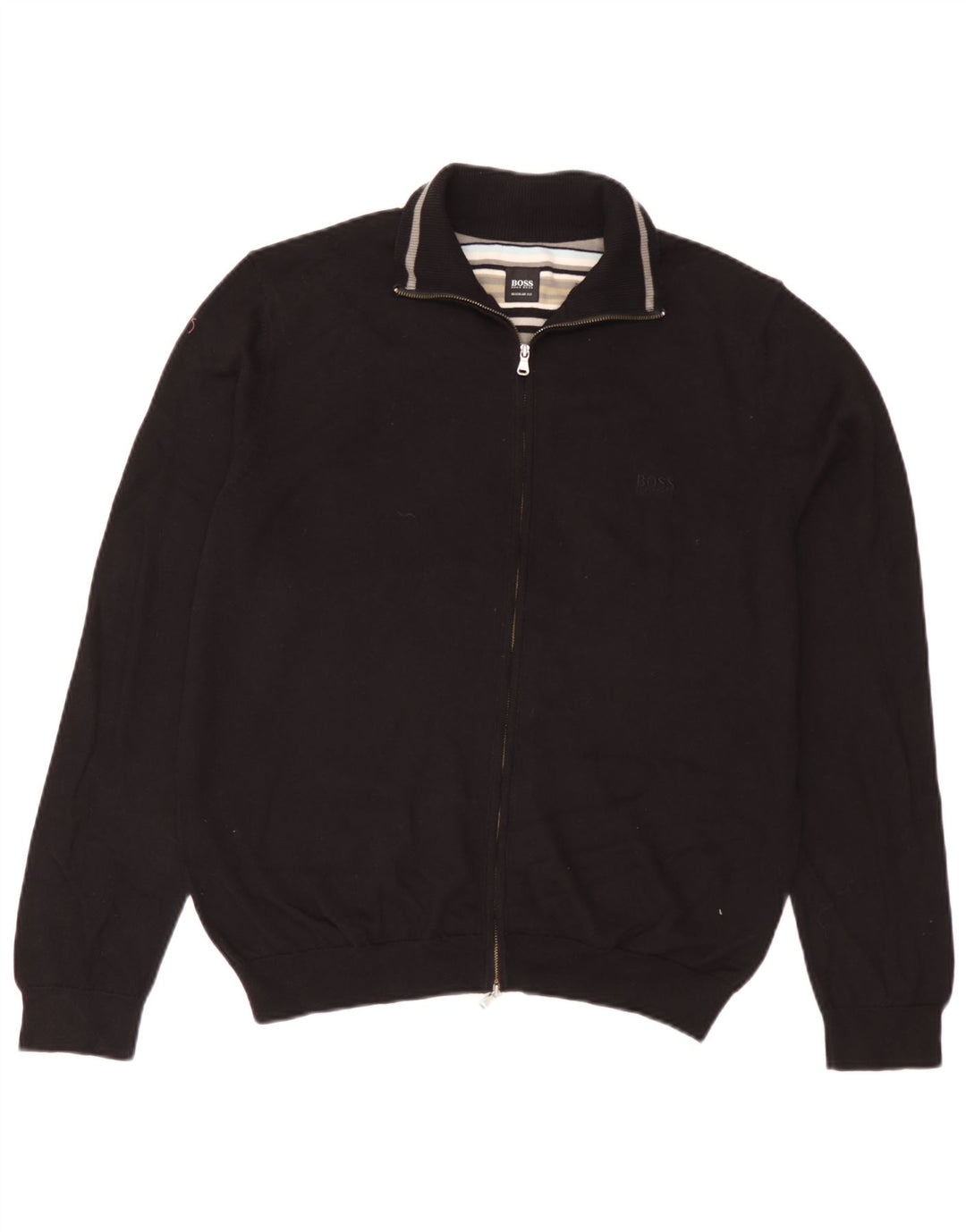 Męski sweter rozpinany Hugo Boss o regularnym kroju, duży, czarny, bawełniany