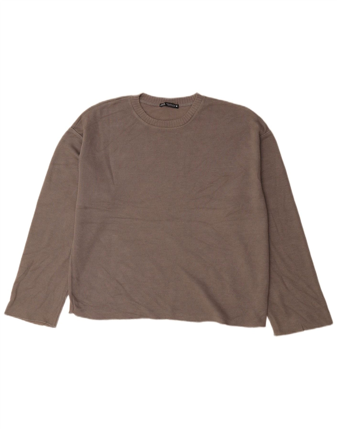 Damski top oversize z długim rękawem Zara UK 14, średni brąz