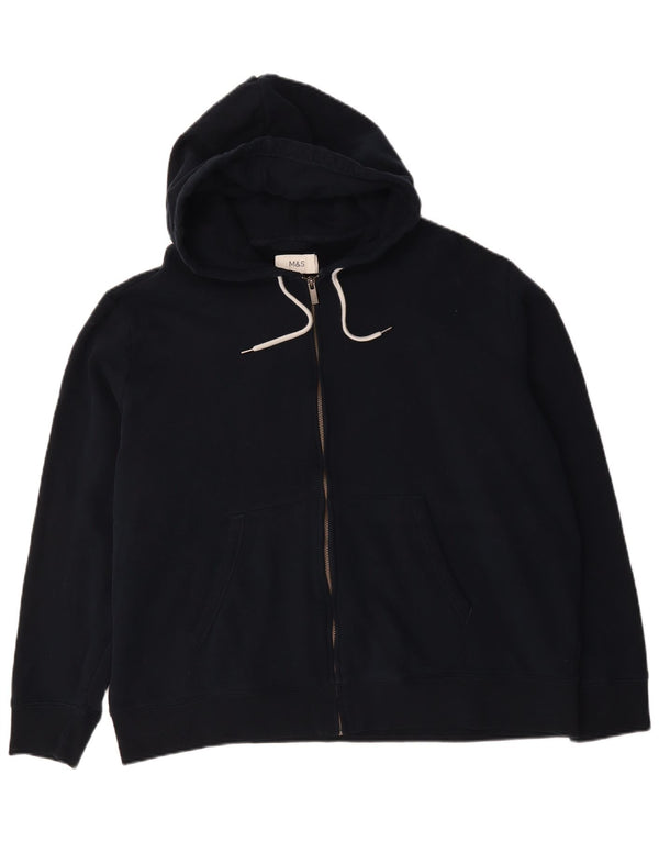 Marks & Spencer Męski sweter z kapturem i zamkiem, 3XL, granatowy, bawełniany