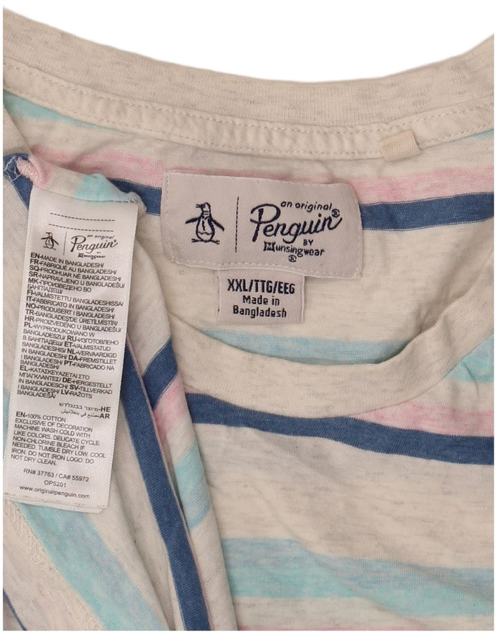 T-shirt męski Penguin Top 2XL, bawełna w białe paski