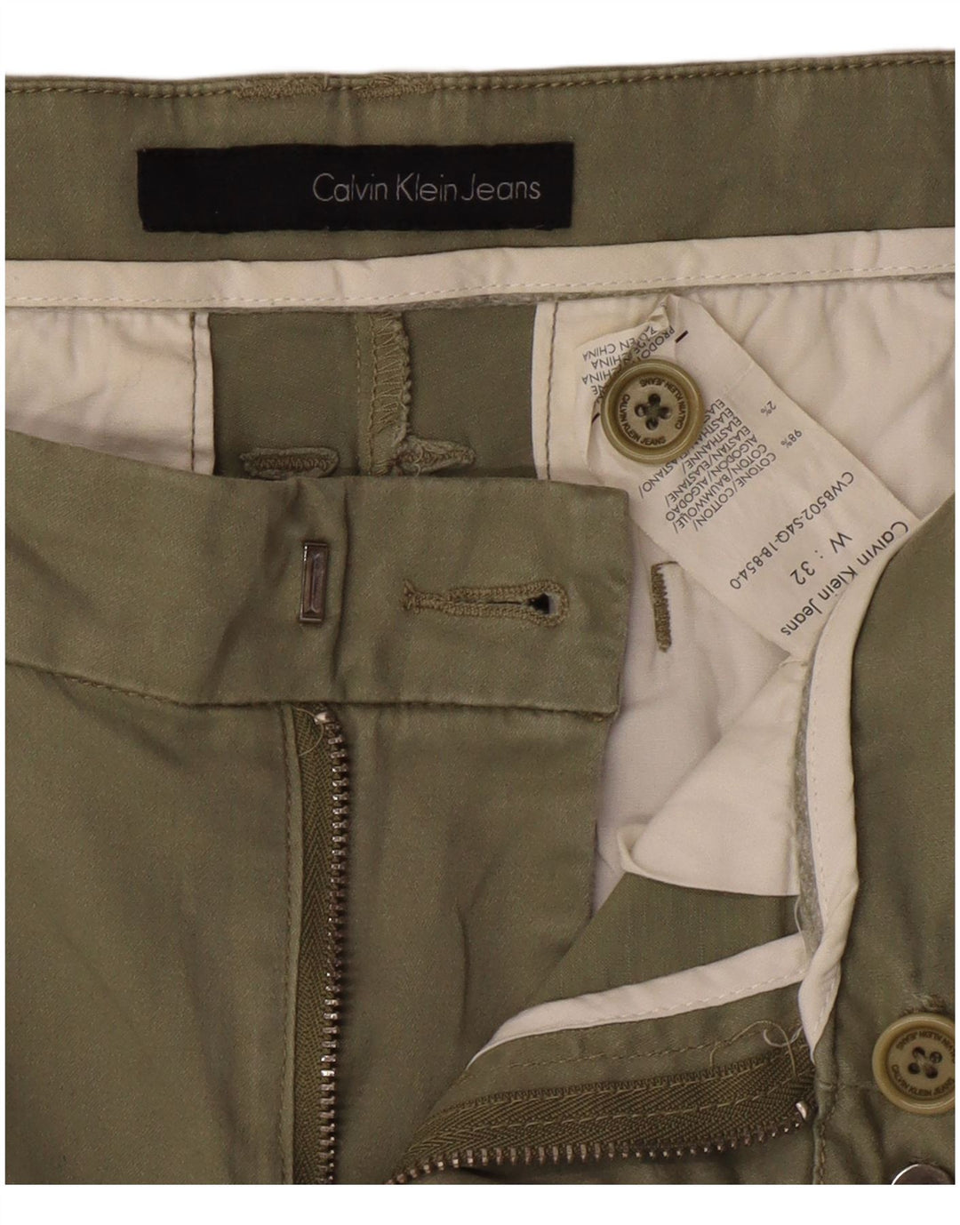 Męskie spodnie typu slim chino Calvin Klein Jeans W32 L27 Khaki Cotton Classic