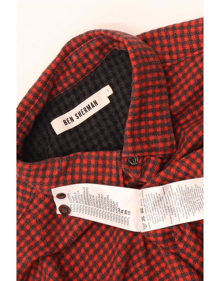 Męska koszula flanelowa Ben Sherman, duża, czerwona, bawełniana w pepitkę