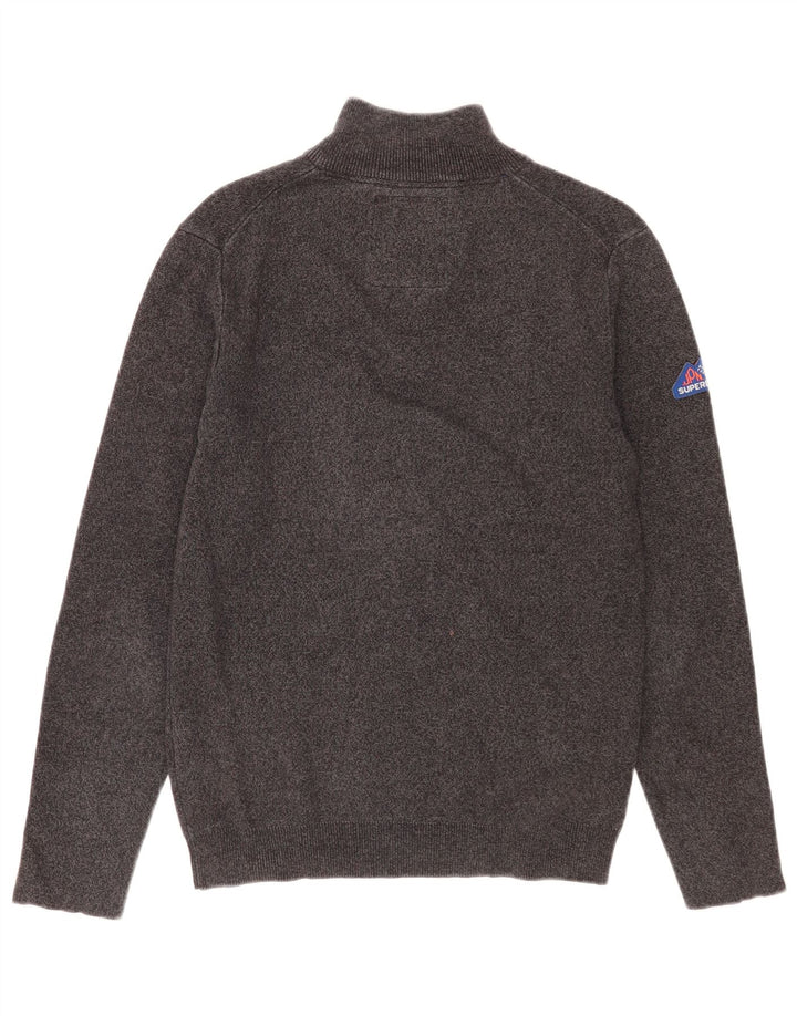Męski sweter z zamkiem Superdry, średnioszary, bawełniany w cętki