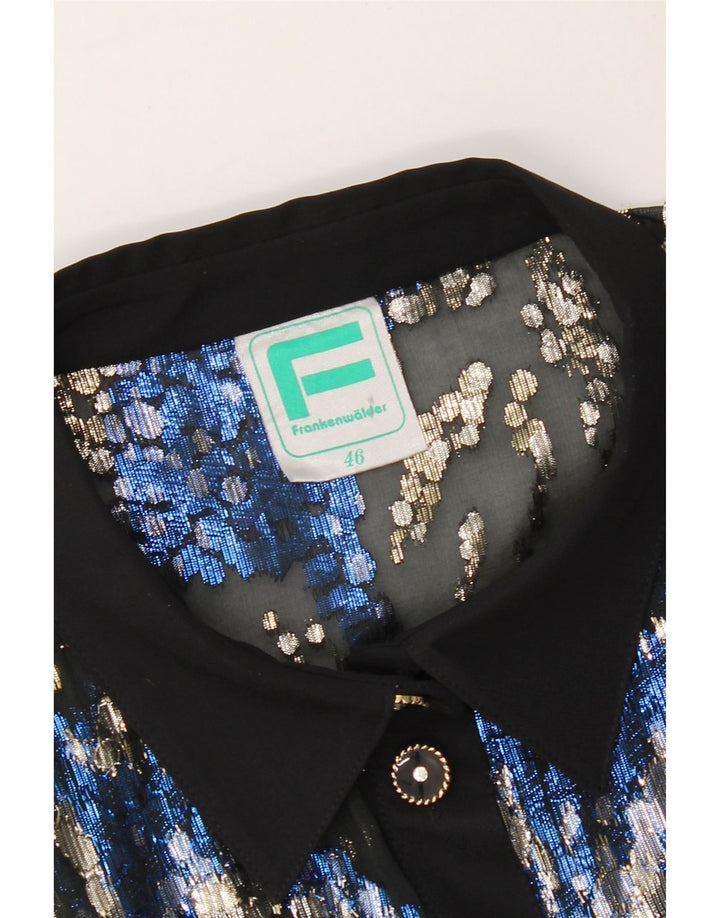 FRANKENWALDER Womens Abstract Pattern Shirt Blouse EU 46 XL Navy Blue Vintage Frankenwalder and Second-Hand Frankenwalder from Messina Hembry 