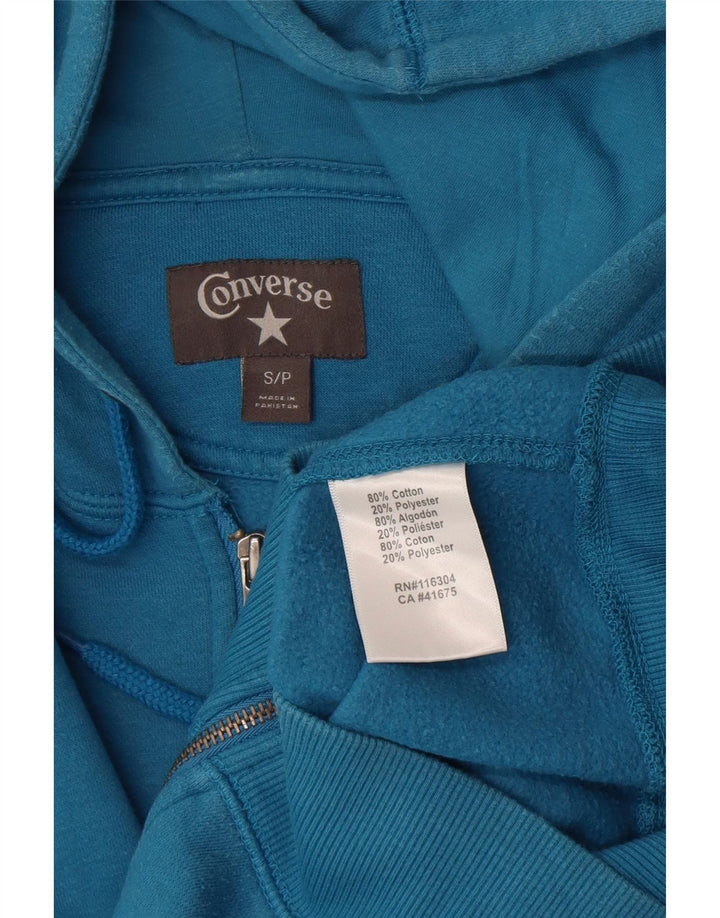 Converse Męski sweter z kapturem i zamkiem błyskawicznym, mały, niebieski, bawełniany