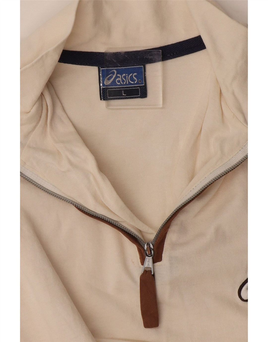 Męski T-shirt ASICS z zamkiem błyskawicznym, duży, w kolorze złamanej bieli