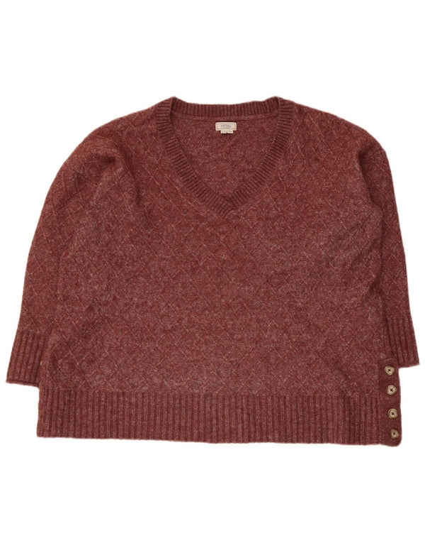 Sweter damski Fat Face z dekoltem w kształcie litery V, UK 20 2XL, bordowy poliester