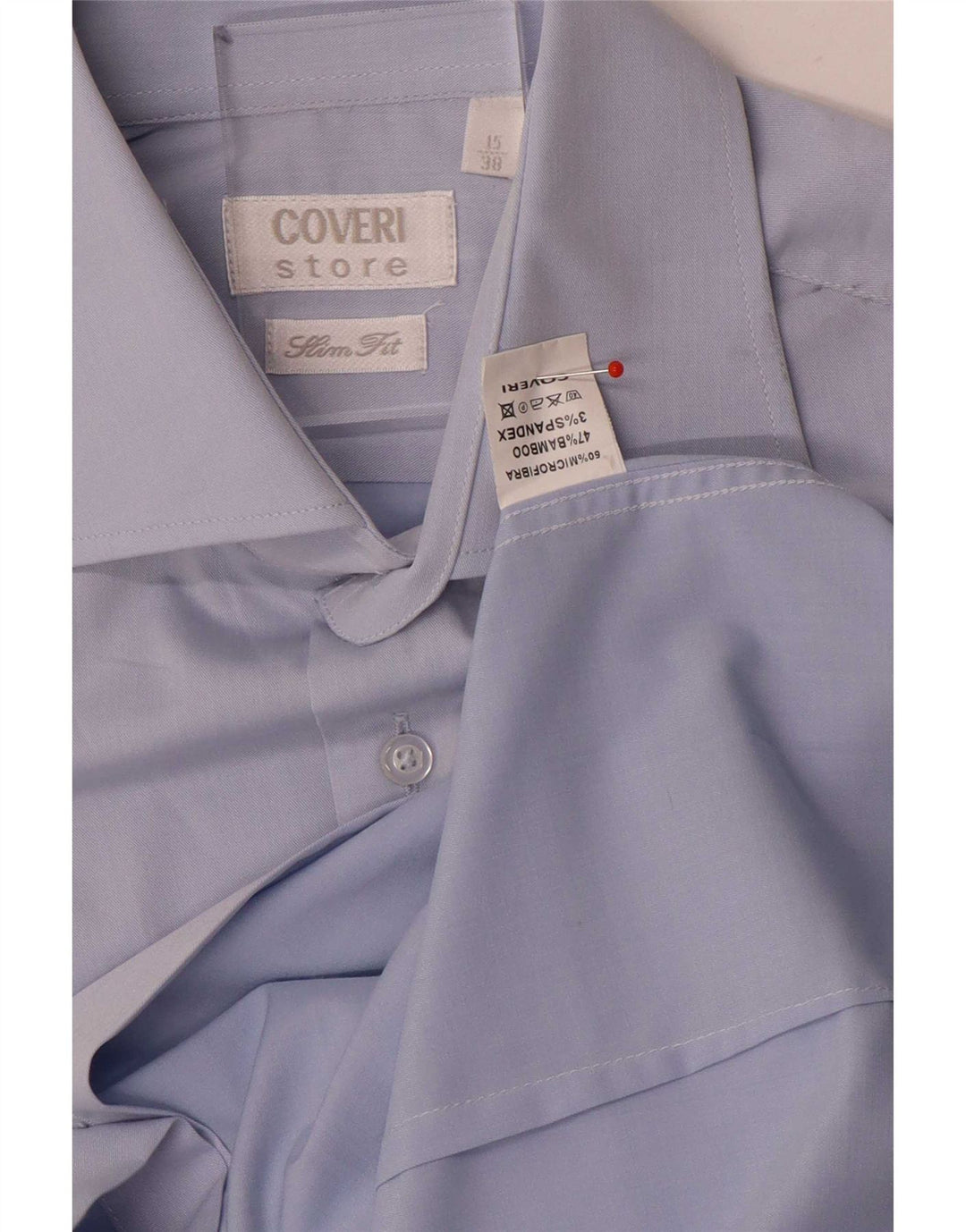Koszula męska Coveri Slim Fit rozmiar 38 15 Średnioniebieskie mikrofibry