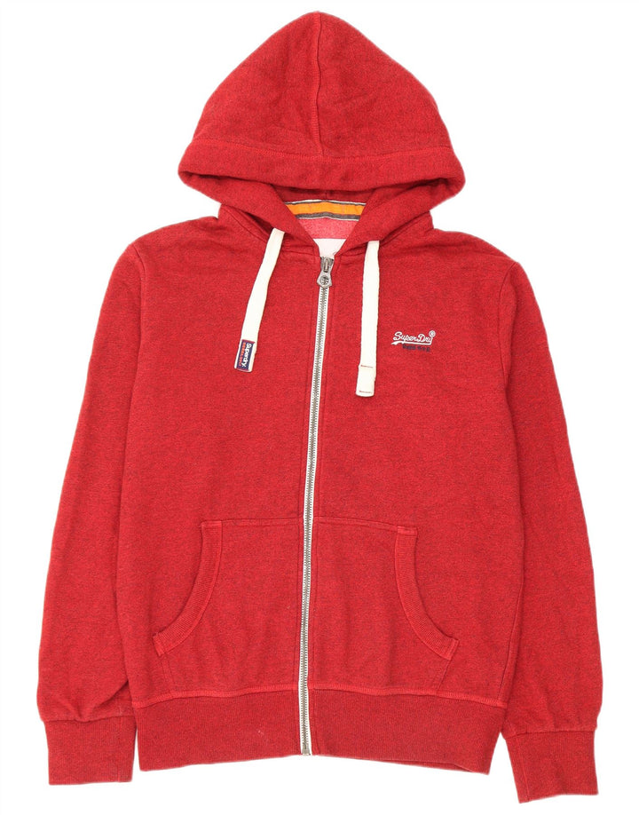 Męski sweter z kapturem i zamkiem błyskawicznym Superdry, duży, czerwony, bawełniany