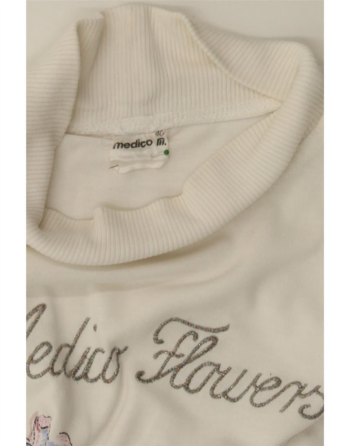 MEDICO Womens Graphic Top Long Sleeve EU 40 Medium Off White Floral Cotton Vintage Medico and Second-Hand Medico from Messina Hembry 