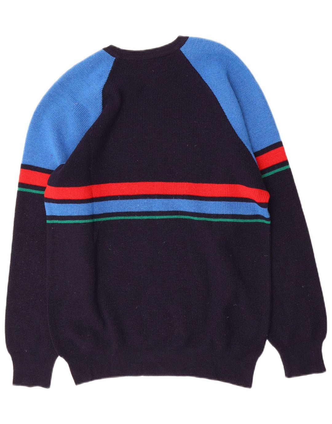 Męski sweter z okrągłym dekoltem w stylu vintage, średni granatowy kolor