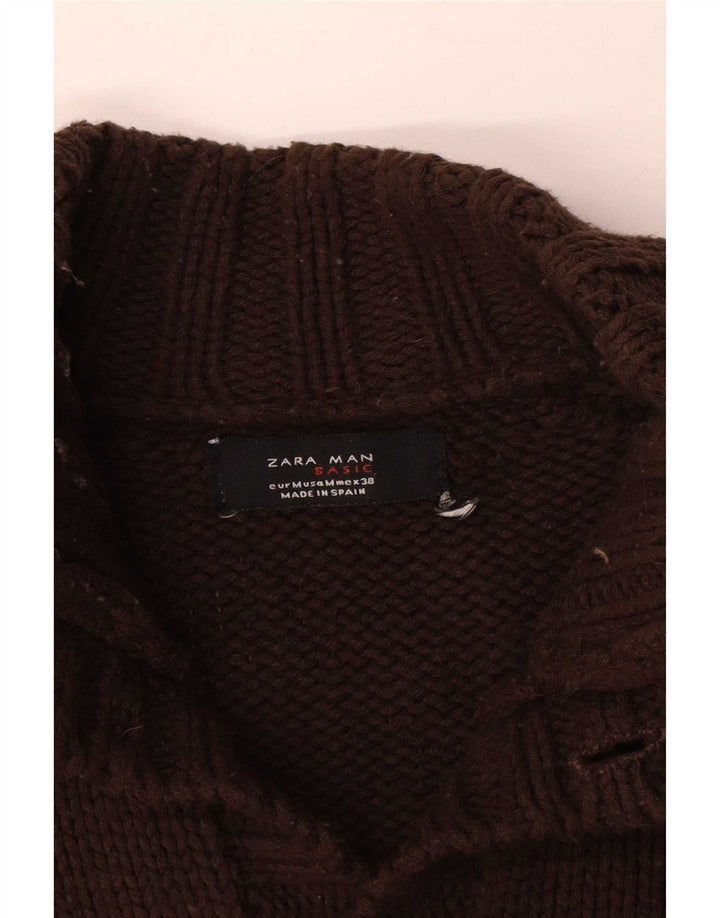 Męski sweter rozpinany Zara, średni brąz