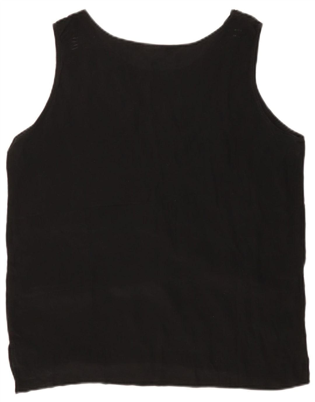 Damska bluzka bez rękawów VINTAGE Top UK 14 Średni czarny jedwab