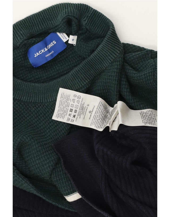 Męski sweter Jack & Jones z okrągłym dekoltem, mały, granatowy, z blokami kolorów