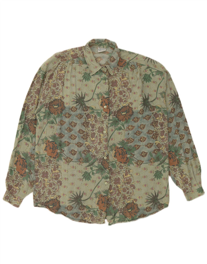 Koszula damska BENETTON UK 18 XL Zielona wiskoza w kwiaty