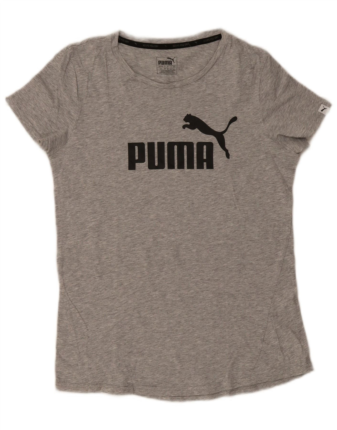 Damska koszulka z grafiką Puma Top UK 14, średnia szara bawełna