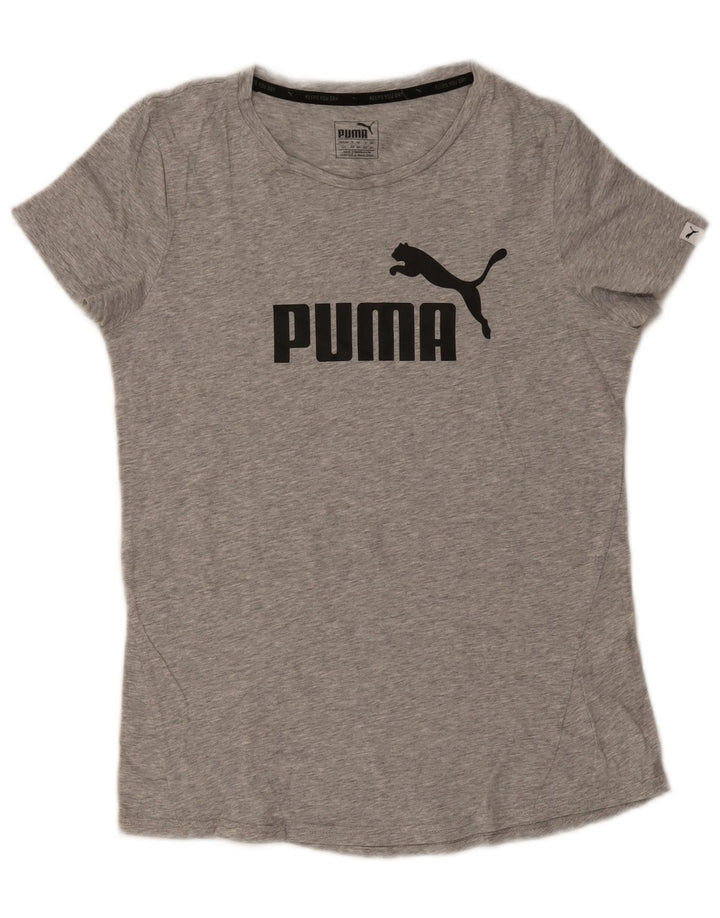 Damska koszulka z grafiką Puma Top UK 14, średnia szara bawełna