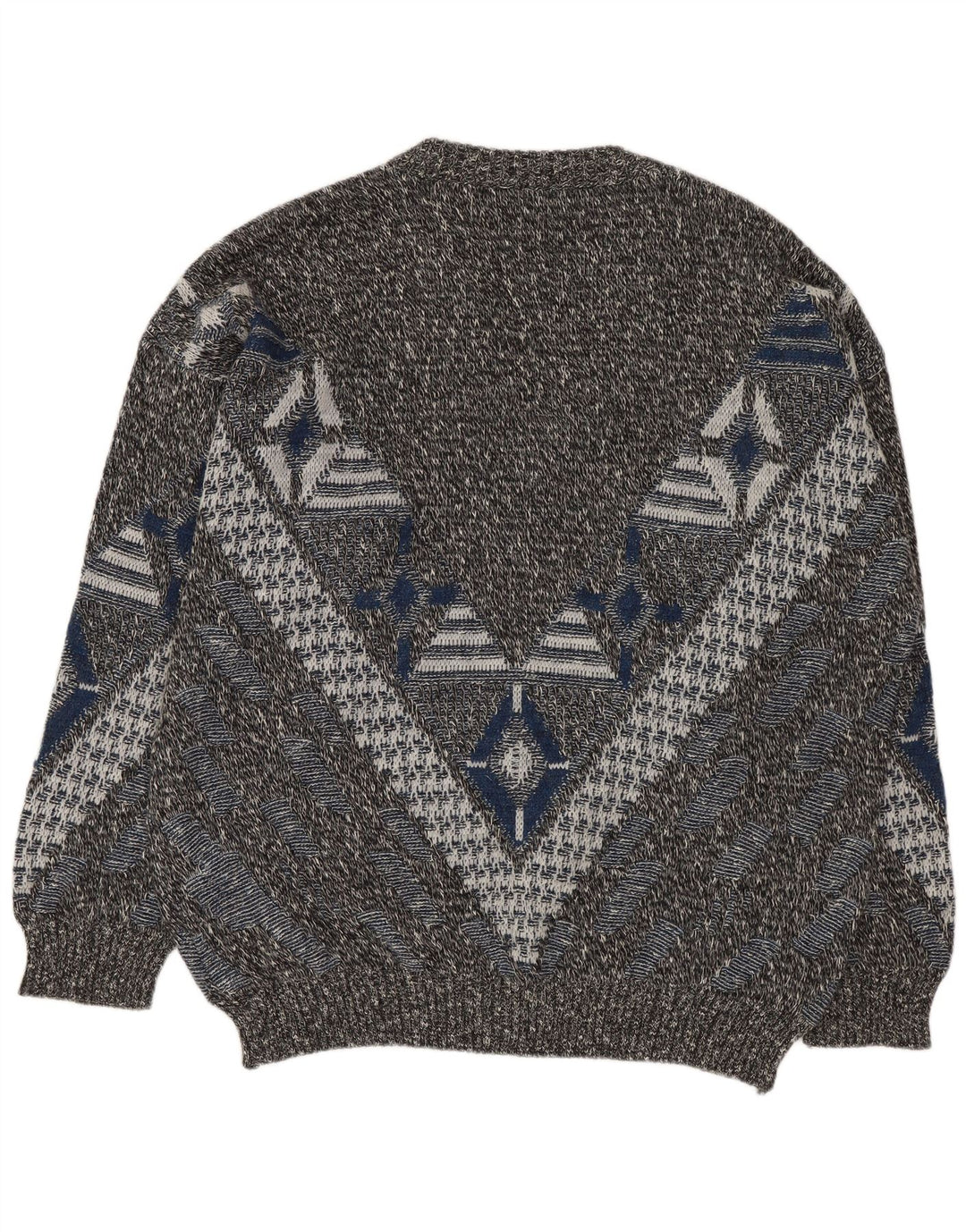Męski sweter VINTAGE z dekoltem w kształcie litery V UK 46/48 2XL Wielokolorowy geometryczny