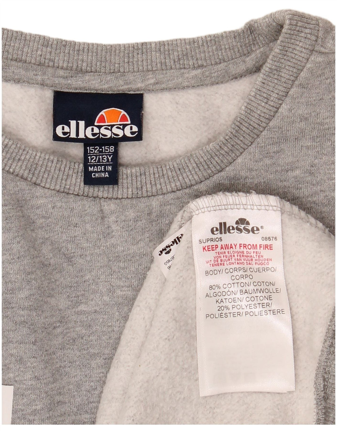 Bluza chłopięca Ellesse z grafiką, 12-13 lat, szara bawełna