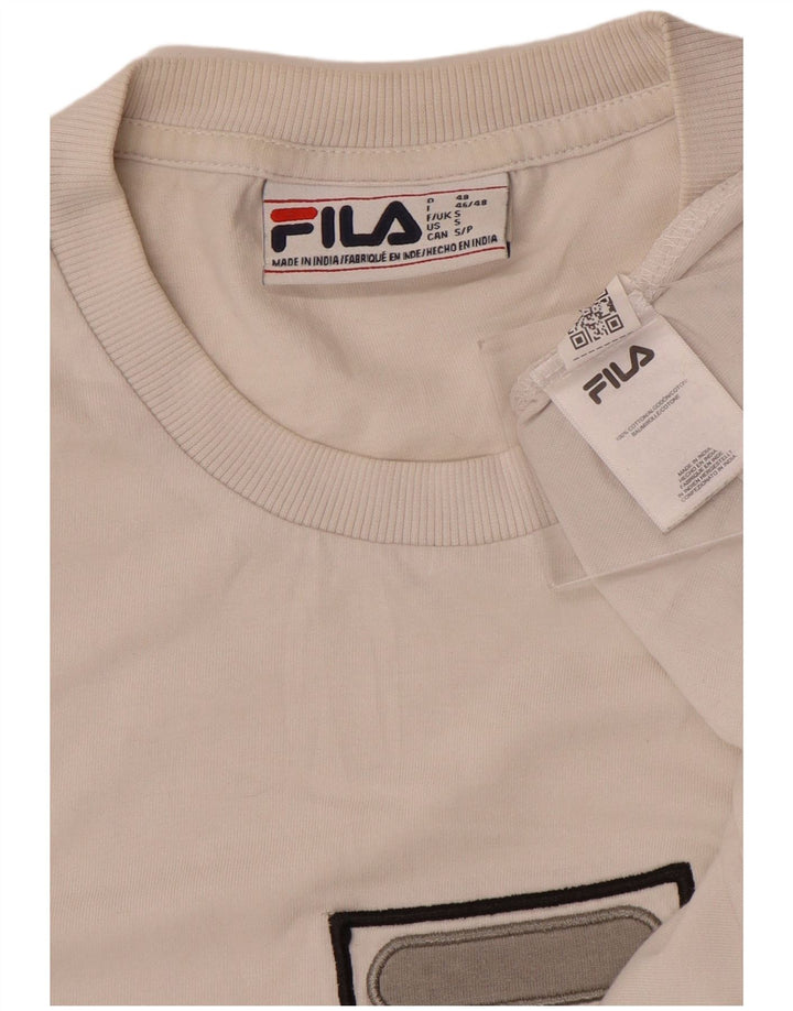 Męski T-shirt z grafiką Fila, mały, biały, bawełniany