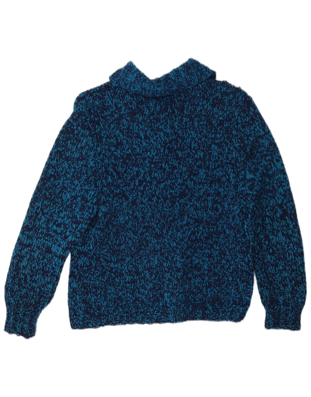 Sweter damski w stylu vintage, rozpinany UK 12, średni niebieski nakrapiany