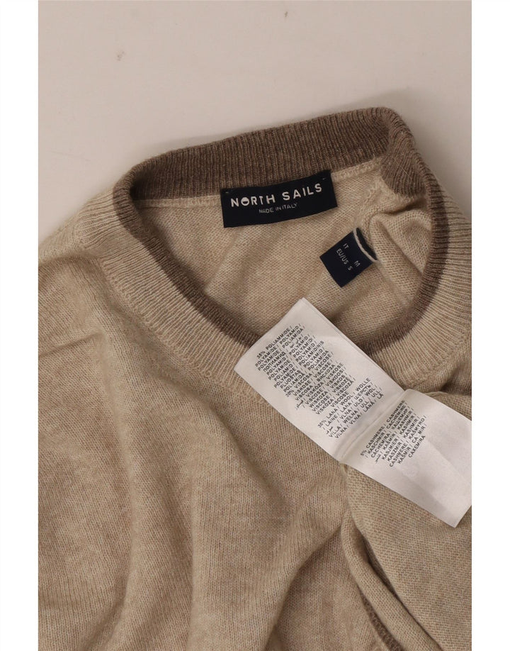 Męski sweter z okrągłym dekoltem North Sails, średniobeżowy poliamid