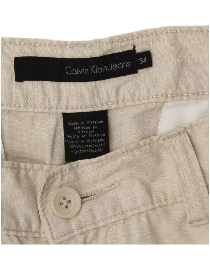 Męskie spodenki cargo Calvin Klein W34, duże, beżowe, bawełniane