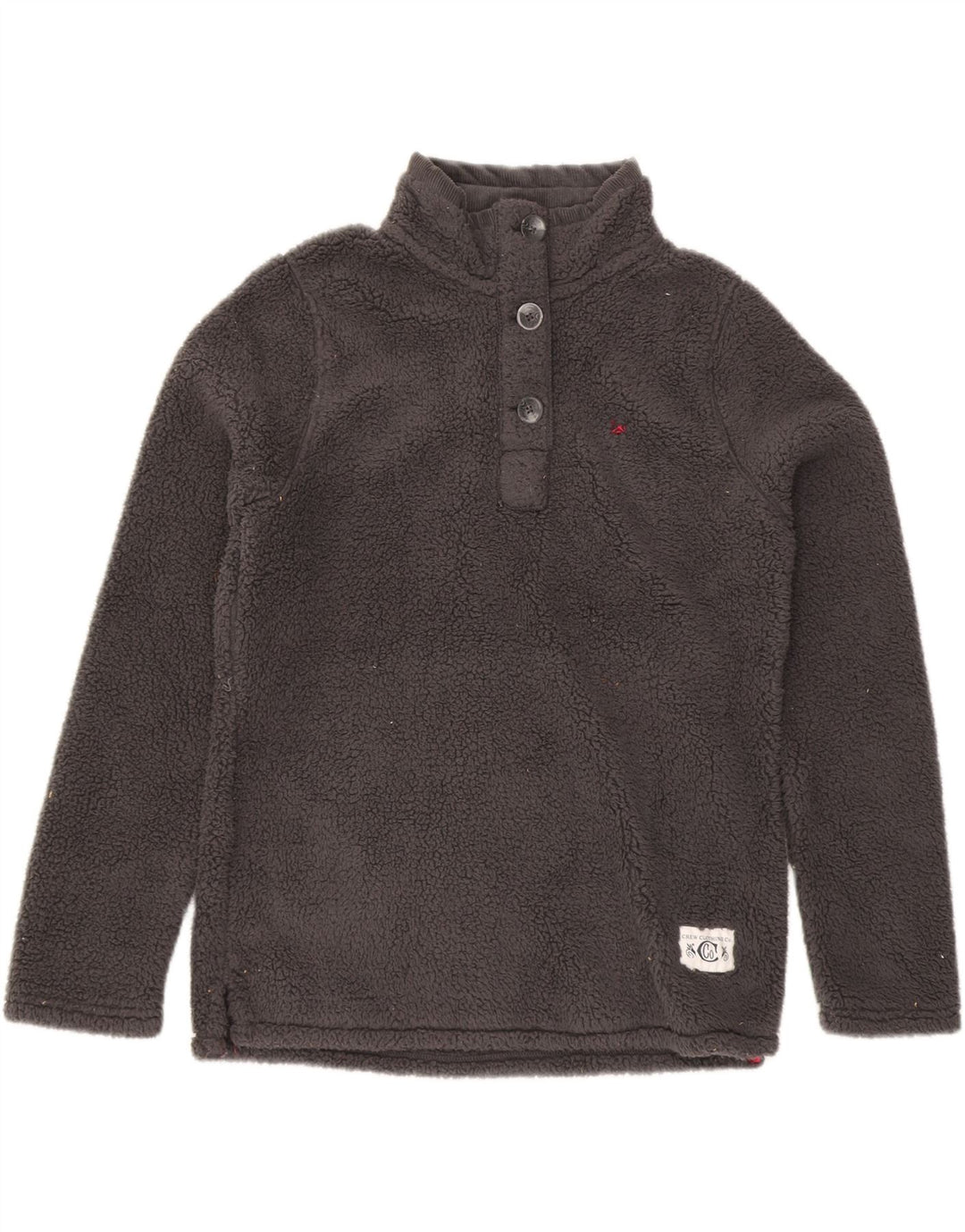 CREW CLOTHING Womens Button Neck Fleece Jumper UK 16 Large Grey Polyester Vintage Crew Clothing and Second-Hand Crew Clothing from Messina Hembry 