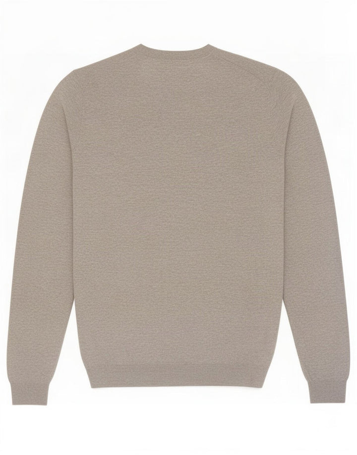 Męski sweter Zara z okrągłym dekoltem, duży, szary, bawełniany